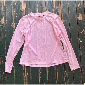 BlackMilk Pink Sheer Mesh Mock Neck Long Sleeve Top Large